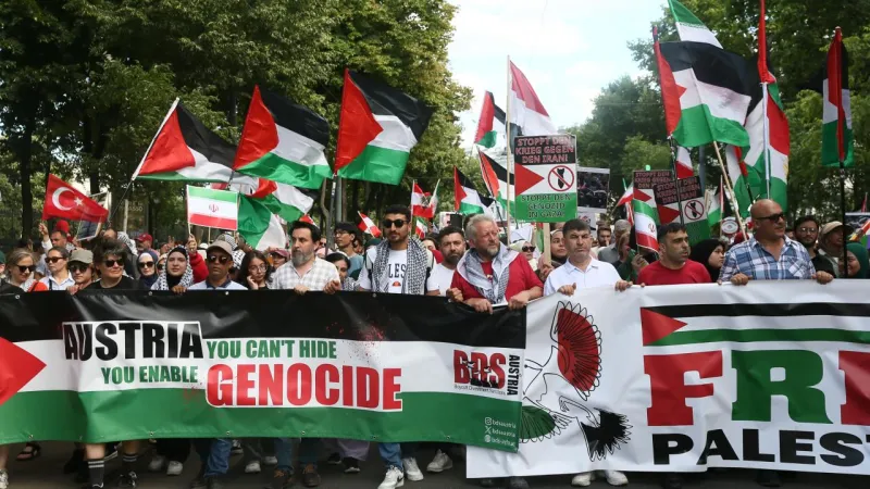 Avusturya'da Filistin'e destek gösterisi