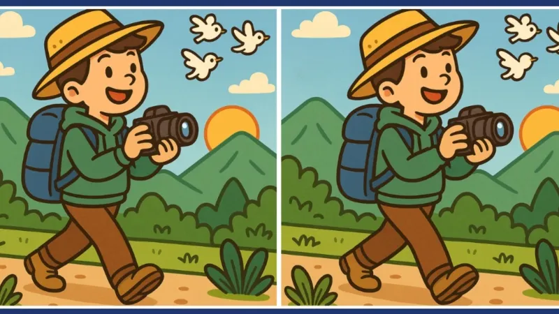 Gezerken doğa fotoğrafı çeken iki adam arasındaki 3 farkı sadece yüksek IQ'su olanlar 12 saniyede buluyor