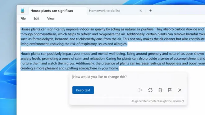 Microsoft Notepad için sunulan üretken yapay zeka temelli yazı araçları artıyor
