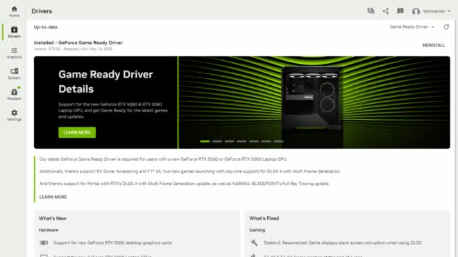 Nvidia uygulamasına beyaz arayüz modu geldi