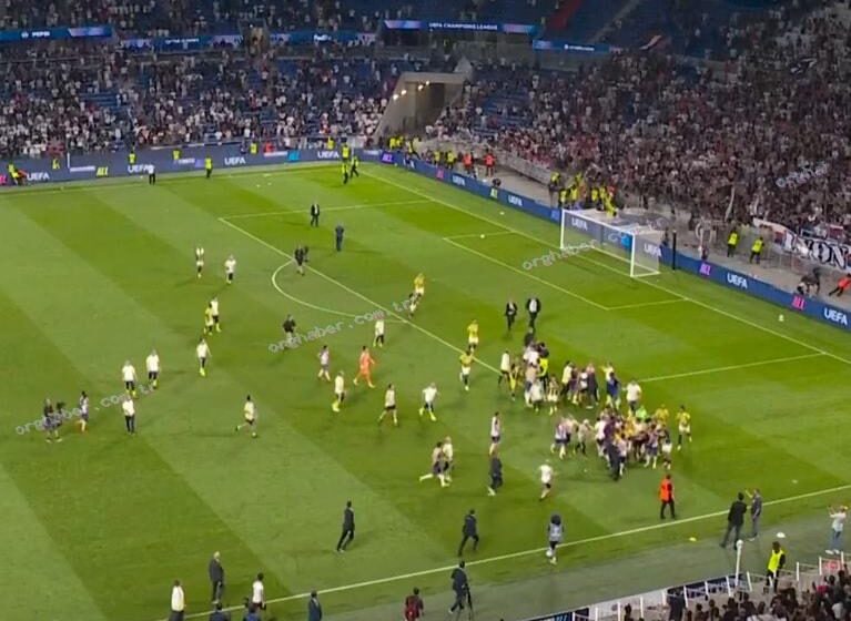 Fenerbahçe-Lyon maçında saha karıştı