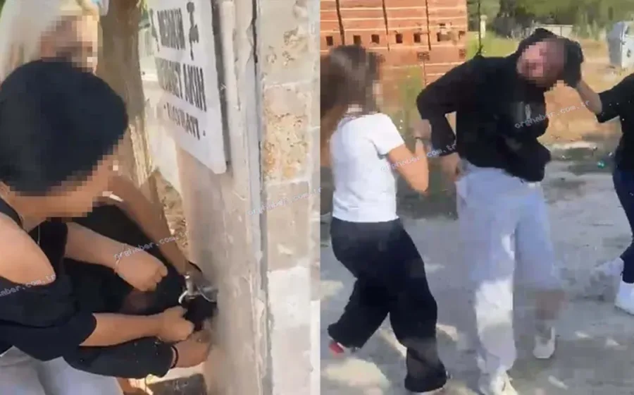 Liseli kızlar ortaokul öğrencisini ıslatıp dövdü